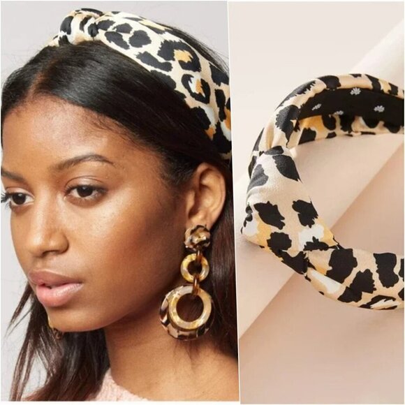 RARE Lele Sadoughi Timeless Chic Knotted Leopard Silk Headband NWOT - Picture 1 of 6